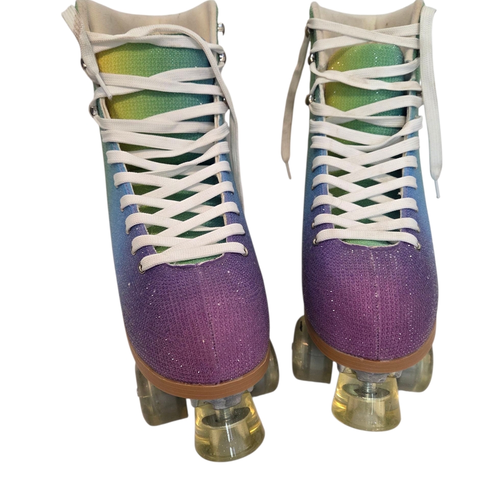 Cosmic Rainbow Pride Disco Retro Skates MultiColor Rhinestone Roller Skate sz13 - Picture 2 of 16